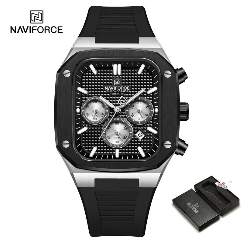 NAVIFORCE 8037 Square Luxury Date Chronograph Quartz Waterproof Lumino THE NAVIFORCE
