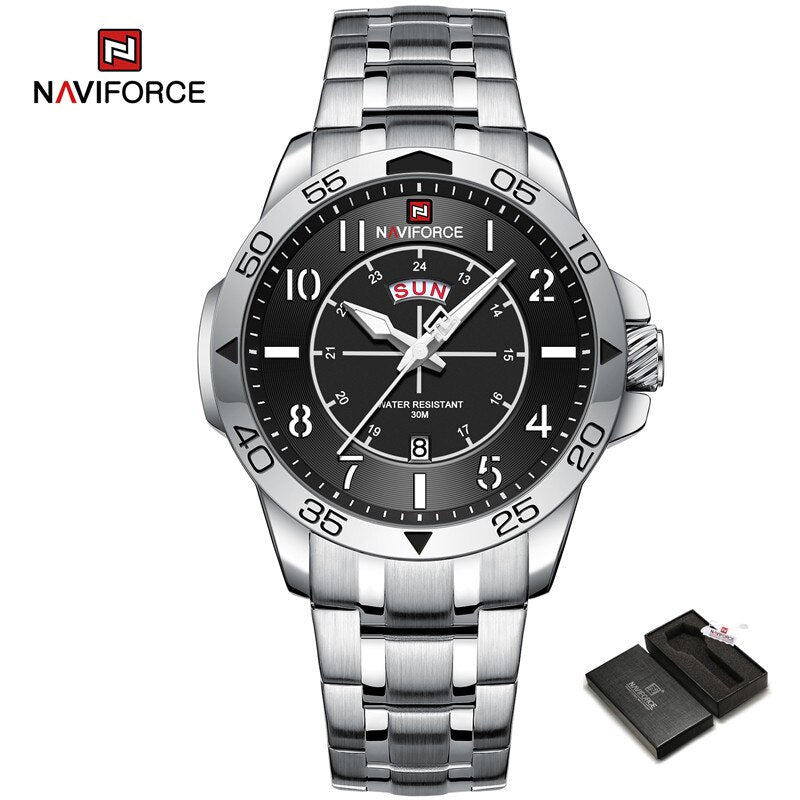 NAVIFORCE Brand Fashion Stainless Steel Strap Waterproof Quartz Men's Sport  Watches NF9204S Wristwatch 2023 New