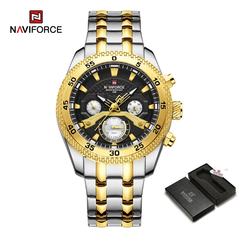 NAVIFORCE 9222 Brand Luxury Sport Waterproof Quartz Calendar Stainless THE NAVIFORCE