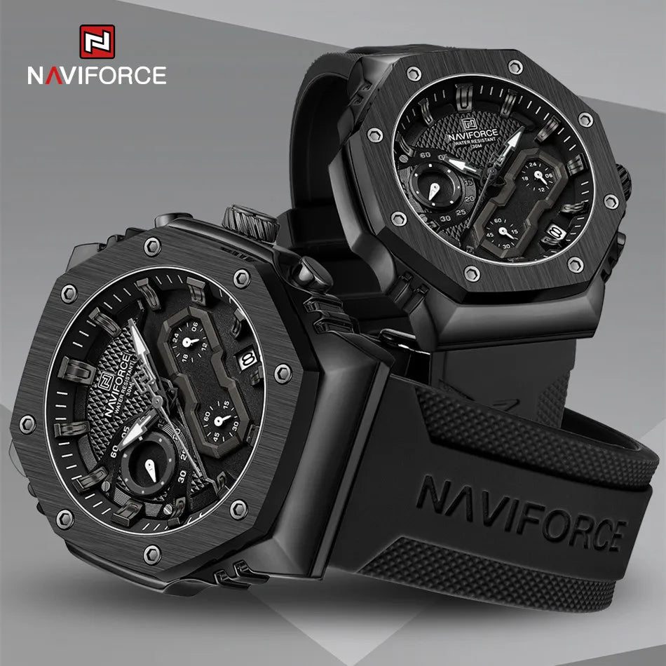 NAVIFORCE 8035 Couple Sport Quartz Chronograph Waterproof Silicone Str ...