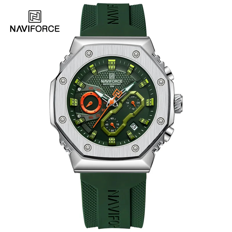 NAVIFORCE 8035 Couple Sport Quartz Chronograph Waterproof Silicone 