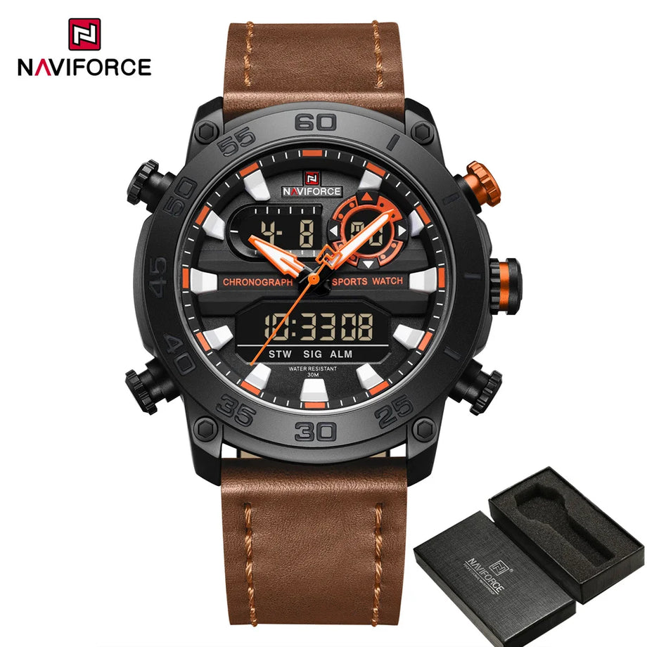 NAVIFORCE 9235 Men Watch Quartz Top Brand Luxury Digital Male Clock Mi THE NAVIFORCE