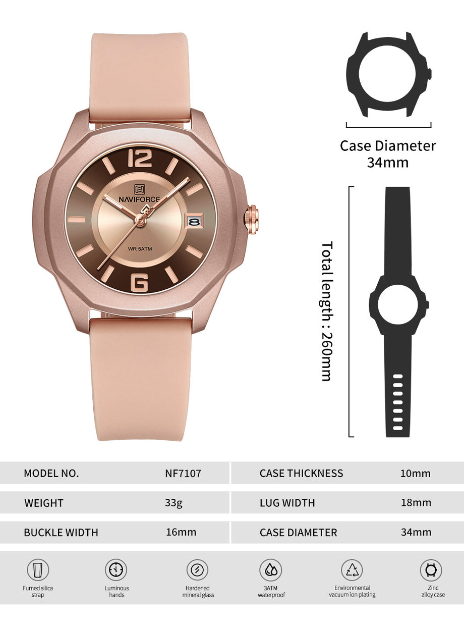 NAVIFORCE NF7107 5ATM Waterproof Stylish Women's Luminous NAVIFORCE NF7107 5ATM Waterproof Stylish Women's Luminous