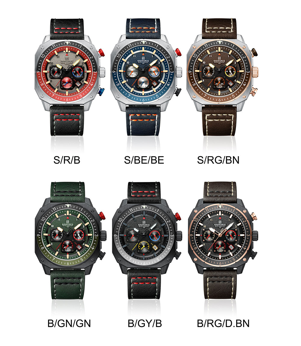 Navifroce NF8057 Square Vintage military style travel Quartz Chronogra ...