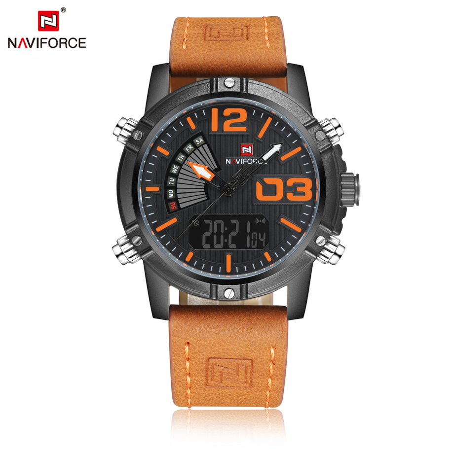 NAVIFORCE Mens Luxury Digital Quartz Watches Sport Military Wristwatch Casual Watch NF9095