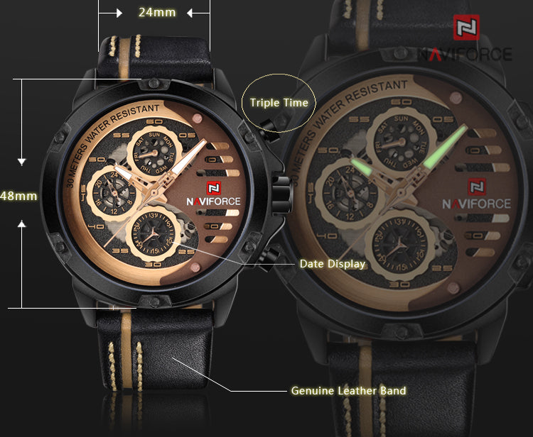 NAVIFORCE Sport Military Watches for Men Waterproof Watch Analog Quart ...