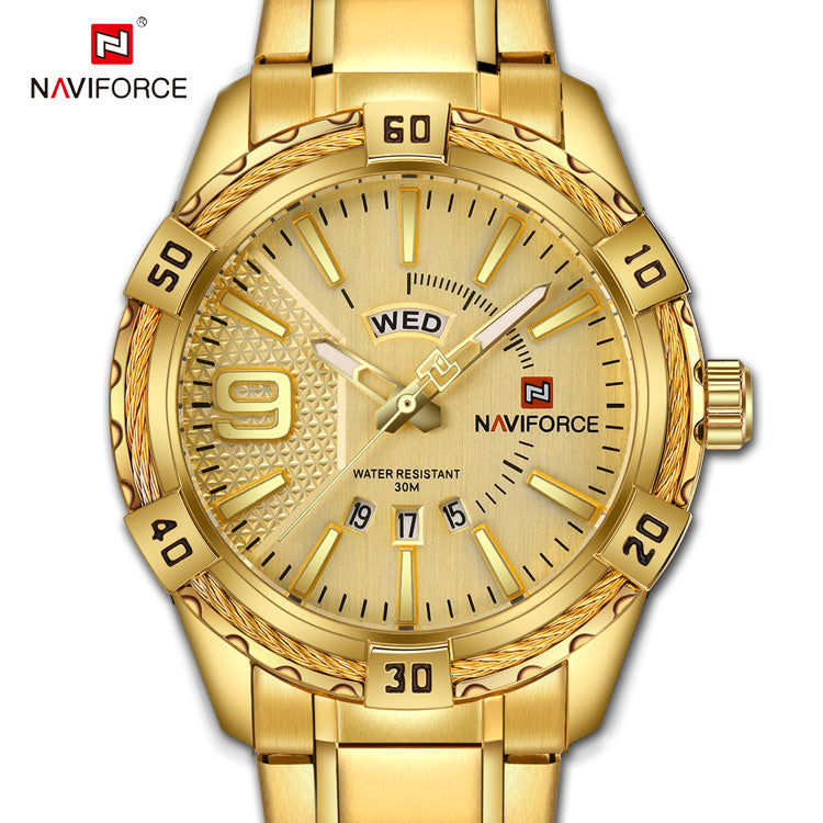 NAVIFORCE Mens Watch Gold Luxury Sport Waterproof Military Wristwatch ...