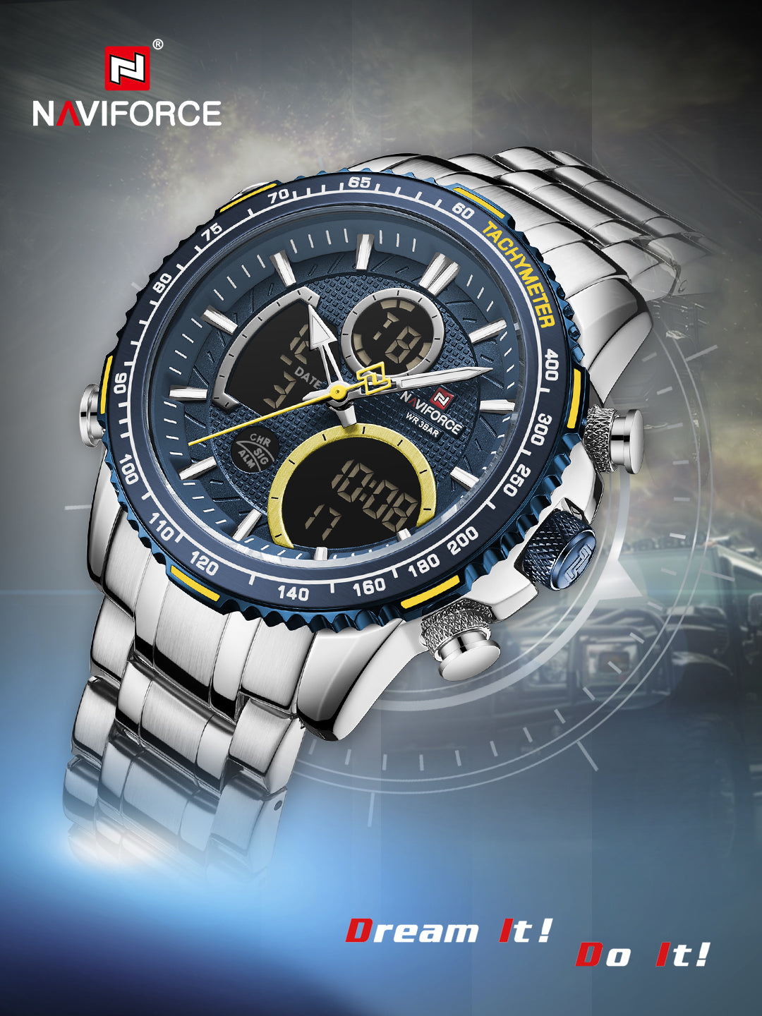 NAVIFORCE Men Digital Sports Watches Multifunction Chronograph Watch Q ...