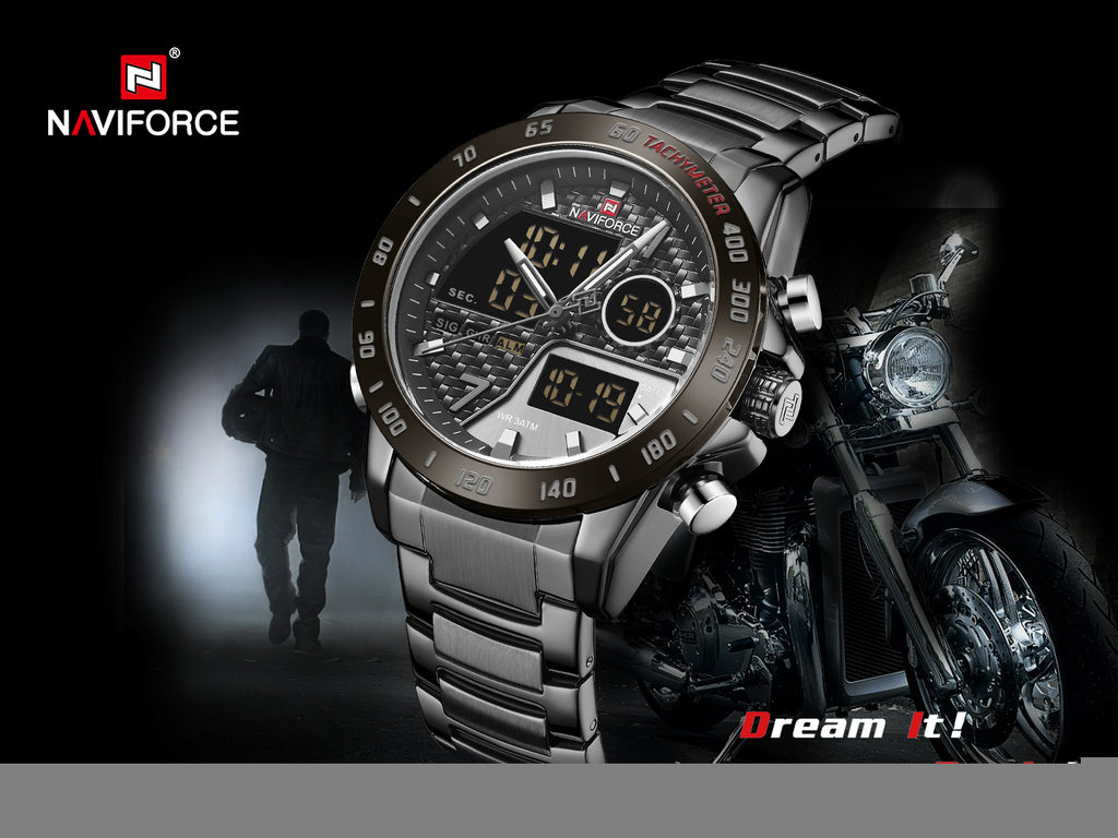 NAVIFORCE Men Digital Watch LED Sport Military Luminous Hands Waterpro ...