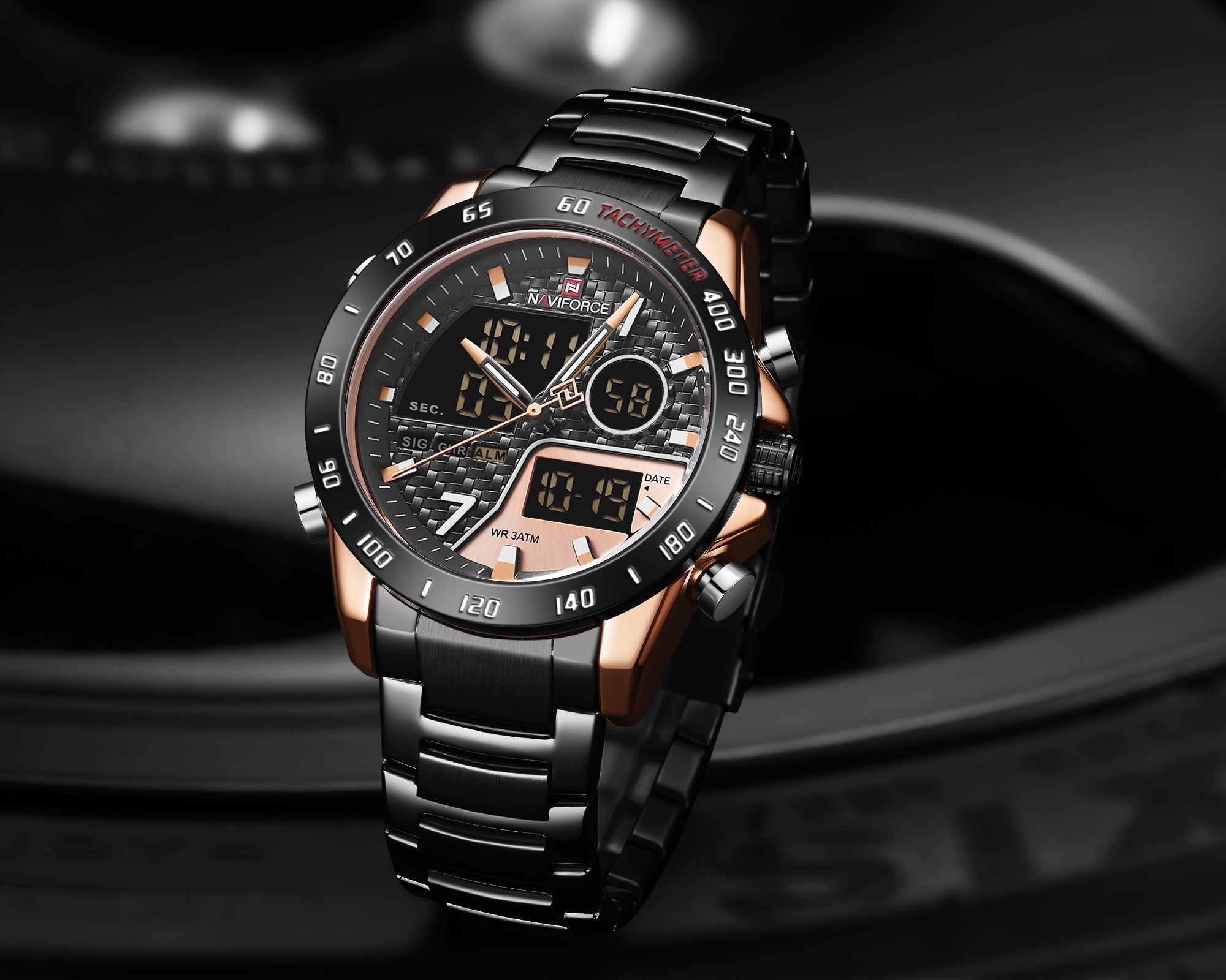 NAVIFORCE Men Digital Watch LED Sport Military Luminous Hands Waterpro ...